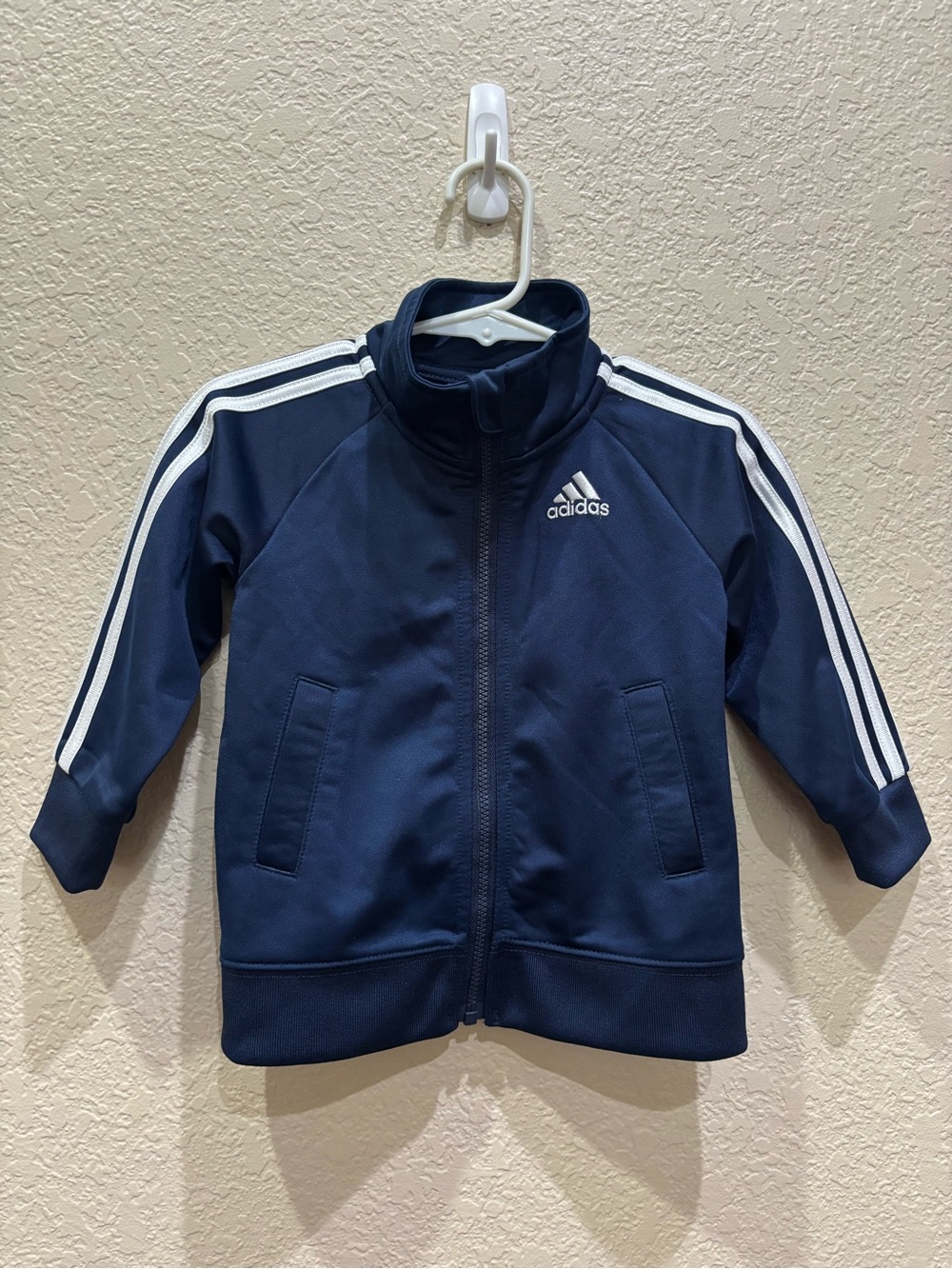 Adidas Baby 3-Stripe Tri-cot Track Suit Jacket Navy 9 Month Sporty